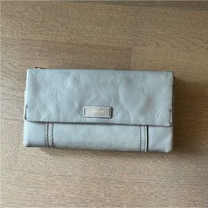 Fossil Leather Wallet/Clutch in Light Blue/Green GUC